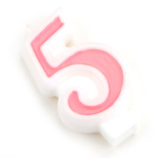 Аксесоари за украса - Декоративна свещ CakeMasters- розова петица