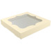 Декоративна фолирана кутия с прозорец 20х20х3 см - кремава