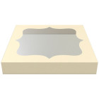 Декоративна фолирана кутия с прозорец 20х20х3 см - кремава