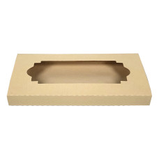 Декоративна кутия с прозорец за шоколад 16.5х8х1.5 см - бежова