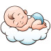Резец с акрилна щампа - спящо бебе върху облак