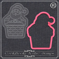 Акрилна щампа с резец - Дядо Коледа в комин