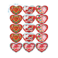 Захарни стикери - Ядливи стикери - сърчица Св. Валентин #02