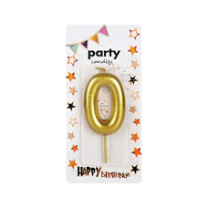 Декоративна свещ Party - нула златна 5 см