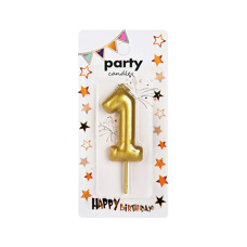 Декоративна свещ Party - единица златна 5 см
