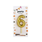Декоративна свещ Party - шестица златна 5 см