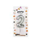 Декоративна свещ Party - двойка сребърна 5 см