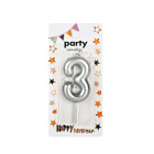 Декоративна свещ Party - двойка сребърна 5 см