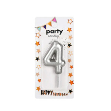 Декоративна свещ Party - четворка сребърна 5 см