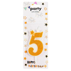 Декоративна свещ Party - петица златна брокатена