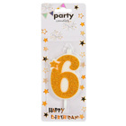 Декоративна свещ Party - шестица златна брокатена