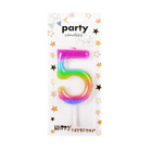 Декоративна свещ Party – петица с дъговидни цветове