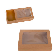 Аксесоари за украса - Кутия с прозорец странична крафт - 17х13х5.2 см