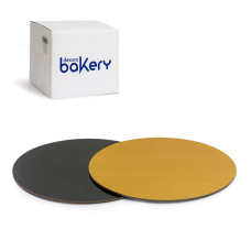 Луксозна кръгла основа Bakery - тънка злато/черно- 20 см