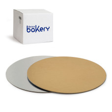 Мъфини и торти - Луксозна кръгла основа Bakery - тънка злато/сребро - 28 см
