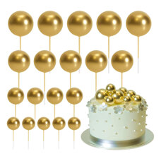 Топери за торта – декоративни златни топчета, 20 броя