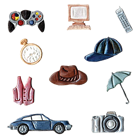 Комплект релси с форми на мъжки аксесоари