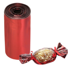 Аксесоари за украса - Целуфанов лист за опаковка - червен 25 х 100 см