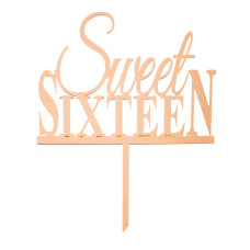Аксесоари за украса - Топър за торти златен - Sweet Sixteen