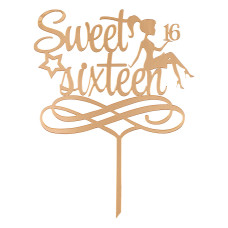 Топър за торти златен - Sweet Sixteen