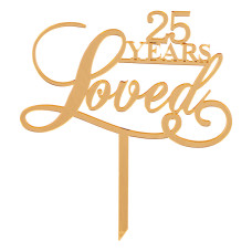 Топър за торти златен - 25 Years Loved