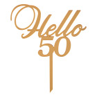 Топър за торти златен - Hello 50