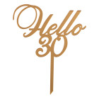 Топър за торти златен - Hello 30