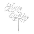 Топър за торти сребърен - Happy Birthday