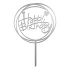 Топър за торти сребърен - Happy Birthday #04