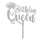Топър за торти сребърен - Birthday Queen