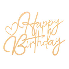 Топър за торти без краче златен - Happy Birthday #02