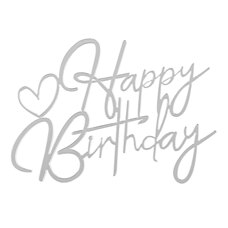Топър за торти без краче сребърен - Happy Birthday #02