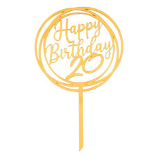 Топър за торти златен - Happy Birthday 20