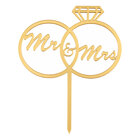 Топър за торти златен - „Mr & Mrs“ с брачни халки