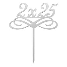 Топър за торти сребърен - 2 х 25