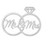 Топър за торти сребърен - „Mr & Mrs“ с брачни халки без пръчка