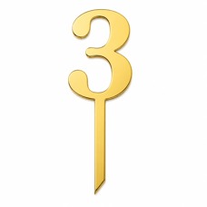Златист топер за торта с цифра 3 – 14 см