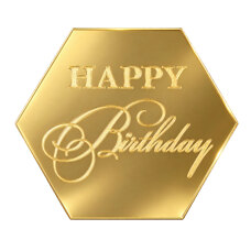 Златиста плочка за торта - Happy Birthday #03