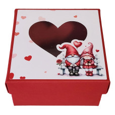 Аксесоари за украса - Декоративна кутия - сърце с влюбени гномчета 10х10х6 см