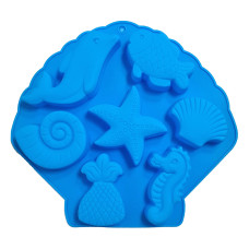 Мъфини и торти - Силиконова форма за печене - морски животни 6 бр.
