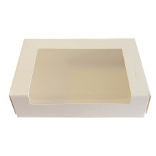 Картонена кутия за дребни сладки с прозорец - бяла