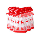 Декоративни торбички с панделка OEM - Коледни ивици - 5 бр.