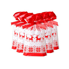 Аксесоари за украса - Декоративни торбички с панделка OEM - Коледни ивици - 5 бр.