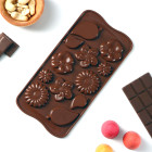 Силикон за шоколадови бонбони - цветя и листа