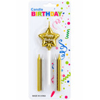 Свещички за торта със звезда „Happy Birthday“ – златни и сребърни, 10 см