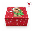 Коледна кутия с капак - мече и елха - M