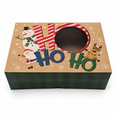 Коледна кутия с прозорец „Ho Ho Ho“ – 22 × 15 × 7 см