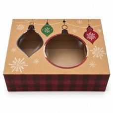 Коледна кутия с два прозореца „Коледни играчки“ – 22 × 15 × 7 см