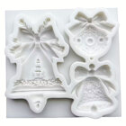 Силиконова форма – Коледни камбаби и топка с панделки